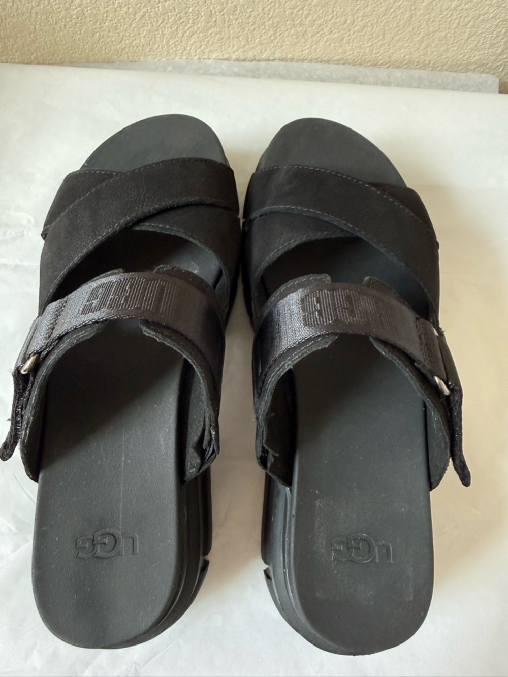 UGG Ashton Slide Platform Sandals Black Suede Size 9 EUC - Picture 8 of 14